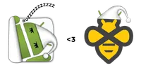 Sleepy android + Beeminder Bee in a sleeping cap.